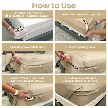 Coopmate® Fitted Bed Sheet Holders Firm Sheet Grip 𝘸𝘪𝘵𝘩 𝘐𝘯𝘷𝘪𝘴𝘪𝘣𝘭𝘦 𝘚𝘵𝘳𝘪𝘱𝘴