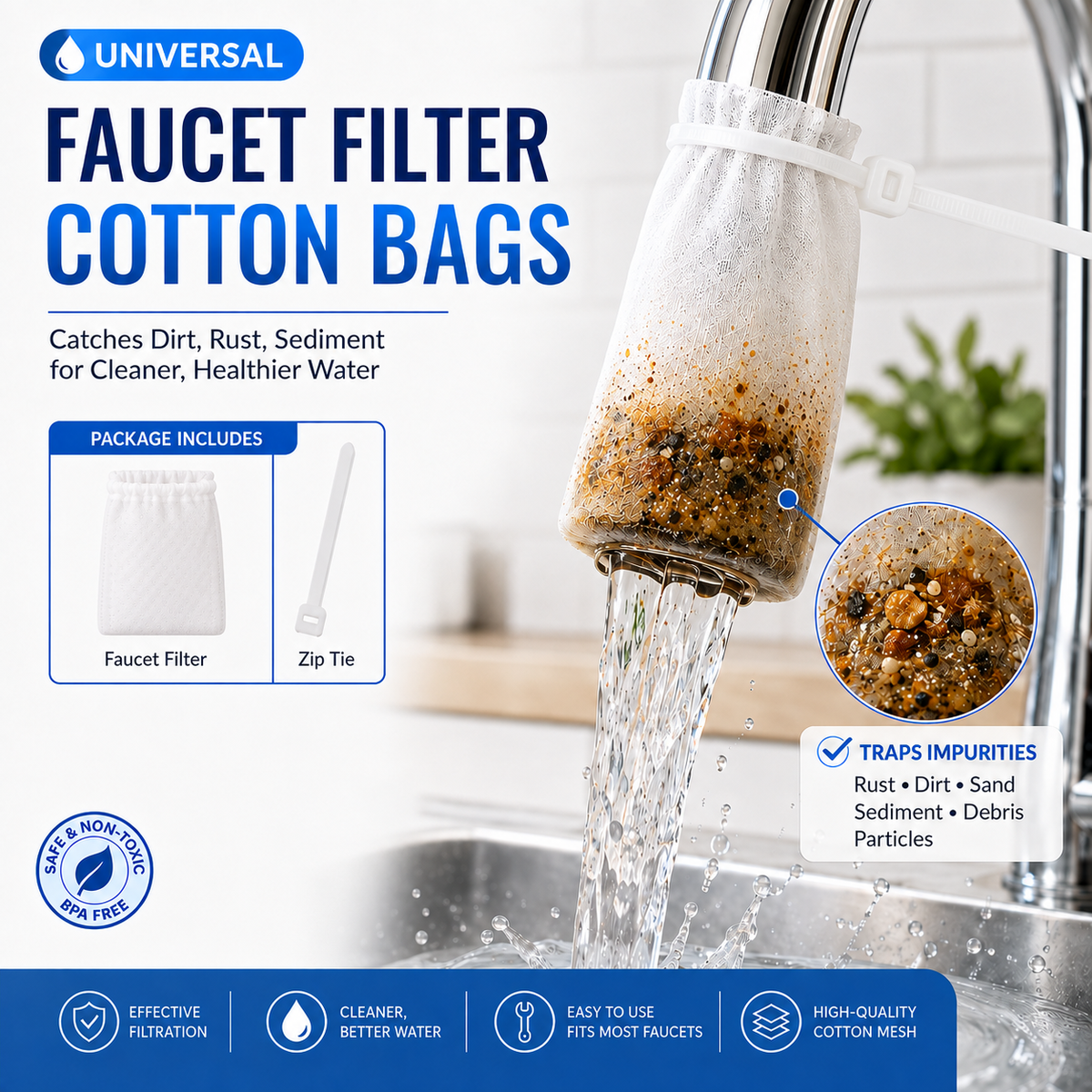 haromora® Faucet Filter with Zip Tie