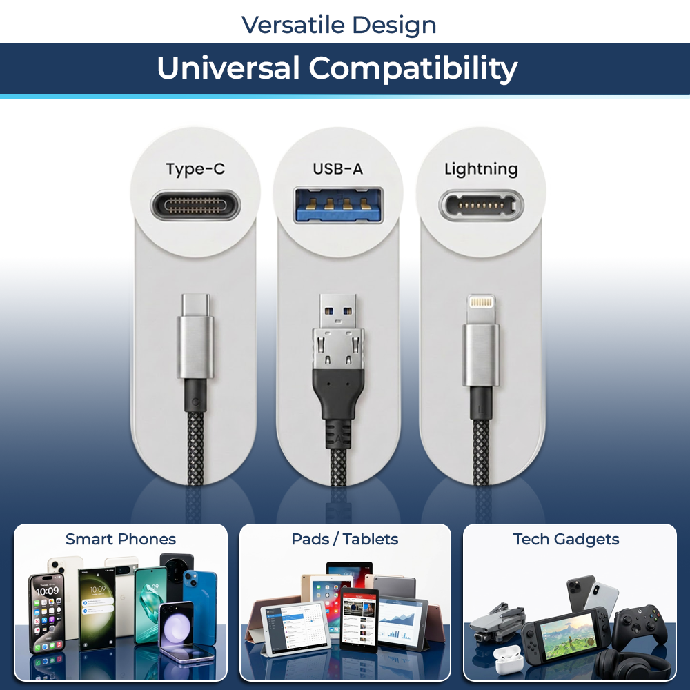 Haromora® Magnetic Self-Coiling Charging Cable
