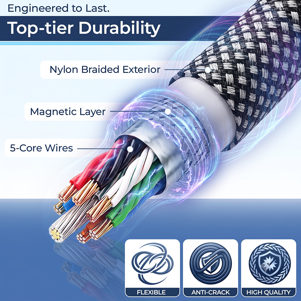 Haromora® Magnetic Self-Coiling Charging Cable