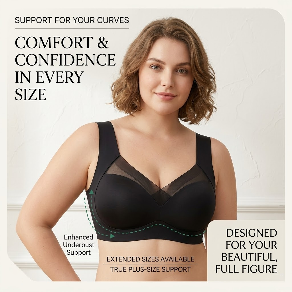 Haromora® Full Support Sport Everyday Bra – Zip Front, Adjustable, Seamless Comfort